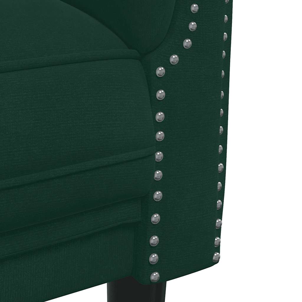 Sofa Set Dark Green Velvet, plywood, solid wood 3-piece settee