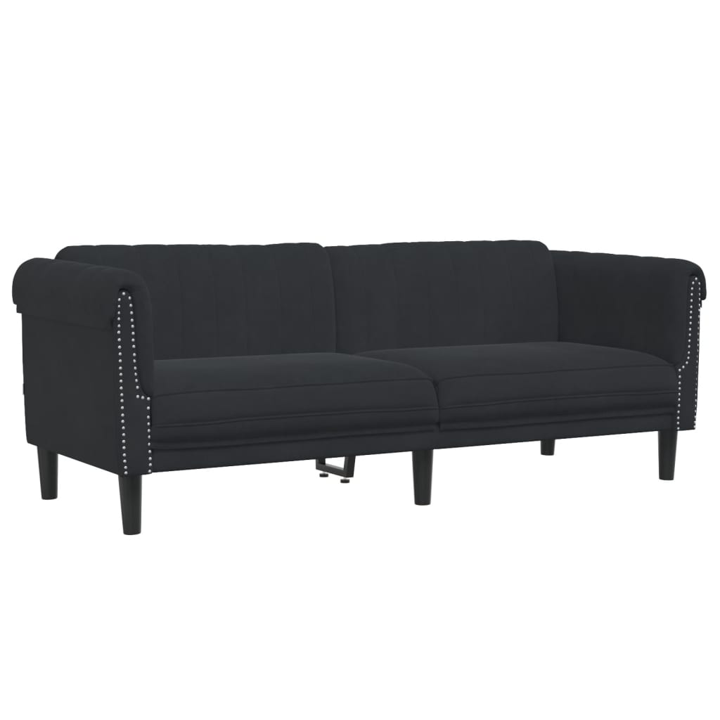 Sofa Set Black Velvet (100% polyester), plywood, solid wood, foam