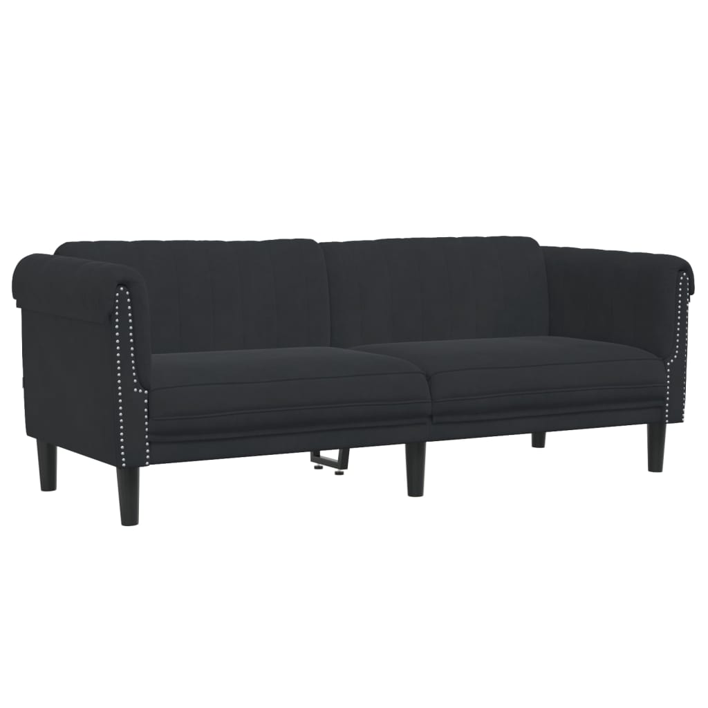 Sofa Set Black Velvet (100% polyester), plywood, solid wood, foam