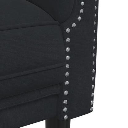 Sofa Set Black Velvet (100% polyester), plywood, solid wood, foam