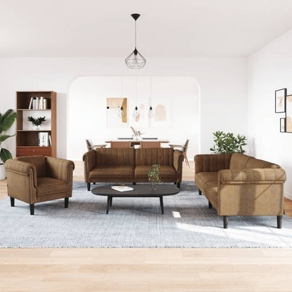Sofa Set Brown Velvet, Plywood, Solid Wood Medium