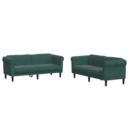 Sofa Set Dark Green Velvet 2-Seater Ergonomic Sofa Set