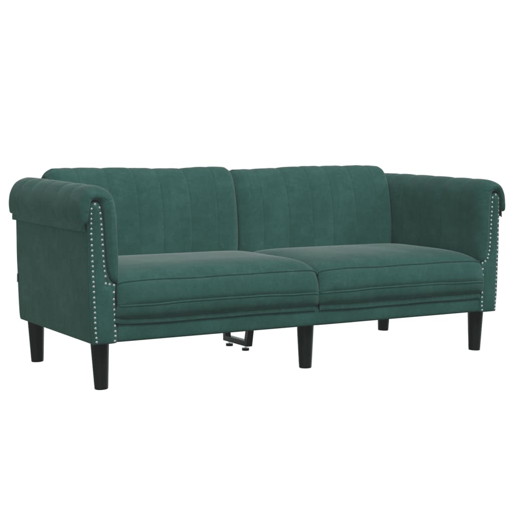 Sofa Set Dark Green Velvet 2-Seater Ergonomic Sofa Set