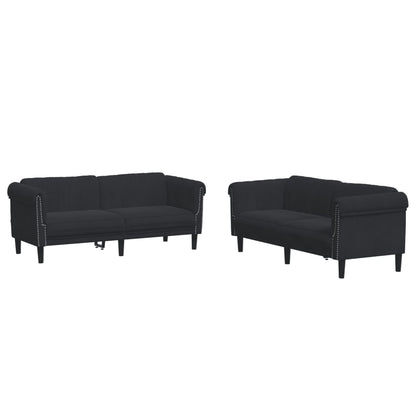 Sofa Set Black Velvet, plywood, solid wood Large Durable