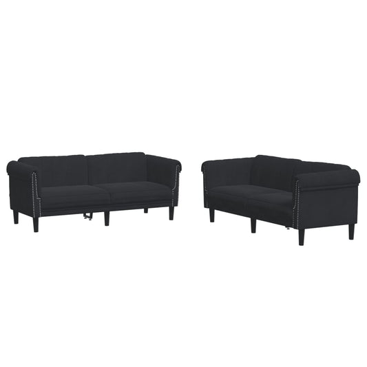Sofa Set Black Velvet, plywood, solid wood Large Durable