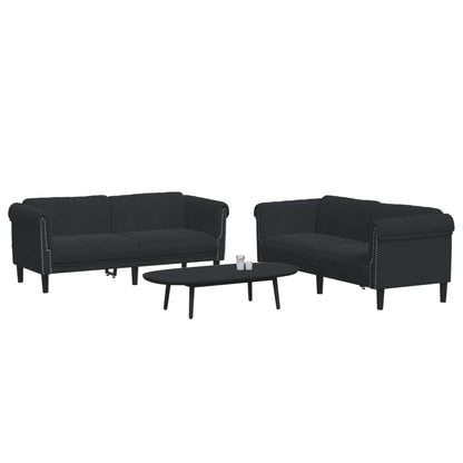 Sofa Set Black Velvet, plywood, solid wood Large Durable