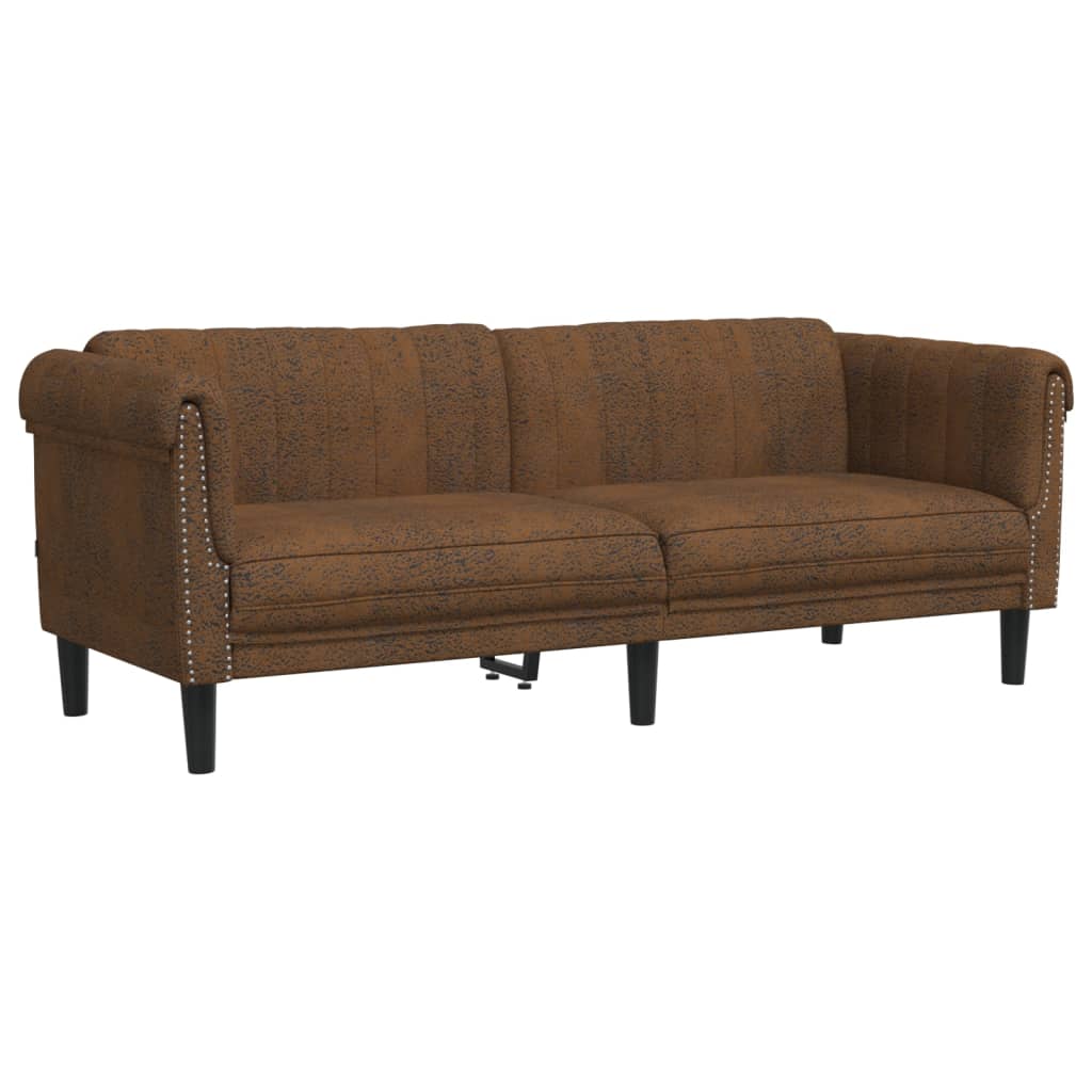 Sofa Set Brown Velvet (100% polyester), plywood, solid wood