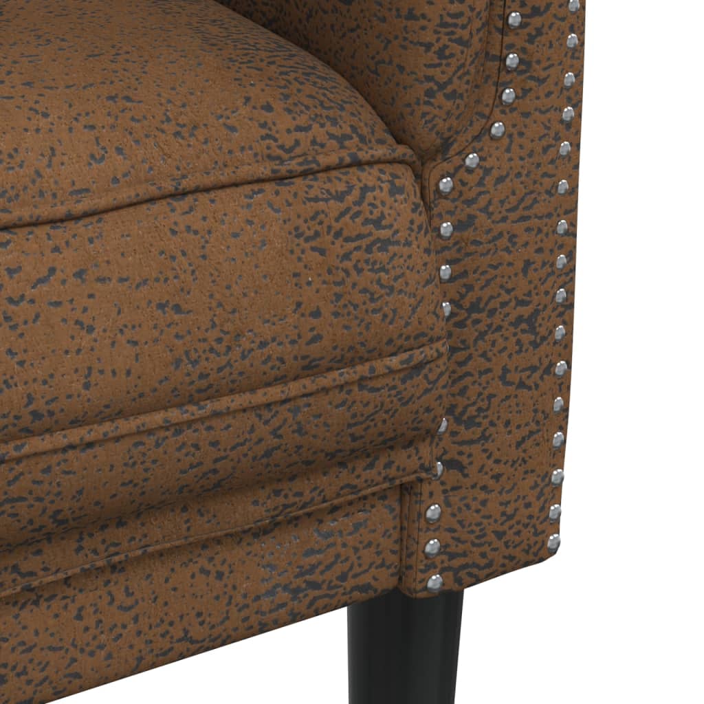 Sofa Set Brown Velvet (100% polyester), plywood, solid wood