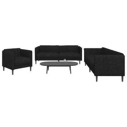 Sofa Set Black Polyester, Plywood, Solid Wood Durable Sofa Set