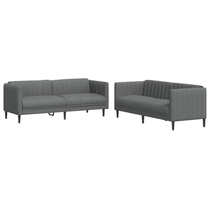 Sofa Set Dark Grey 100% Polyester, Plywood, Solid Wood Medium