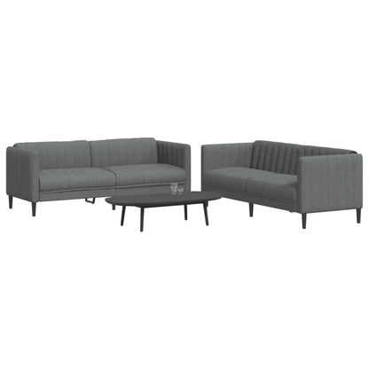 Sofa Set Dark Grey 100% Polyester, Plywood, Solid Wood Medium