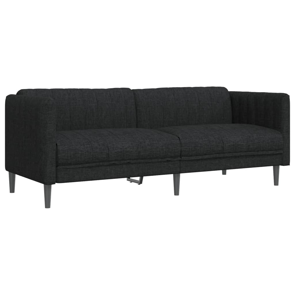 Sofa Set Black Polyester, Plywood, Solid Wood 2-seater and 3-seater