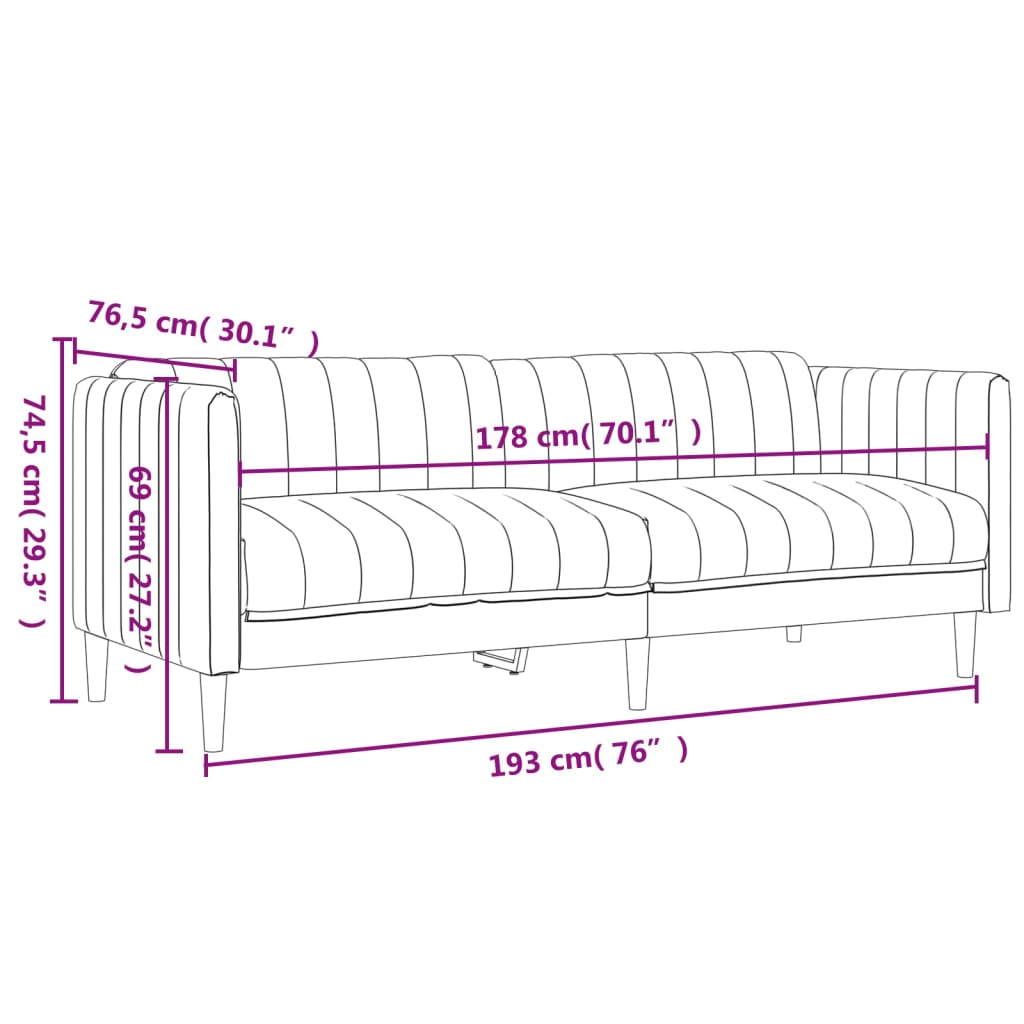 Sofa Set Black Polyester, Plywood, Solid Wood 2-seater and 3-seater