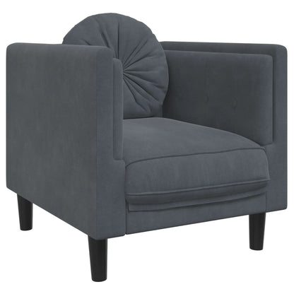 Sofa Set Dark grey Velvet (100% polyester), plywood, solid wood