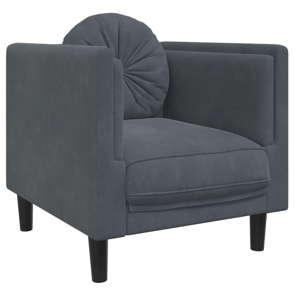 Sofa Set Dark grey Velvet (100% polyester), plywood, solid wood