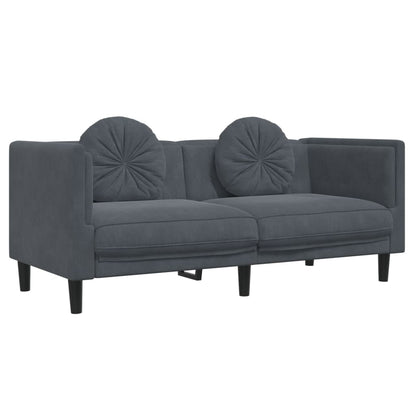 Sofa Set Dark grey Velvet (100% polyester), plywood, solid wood