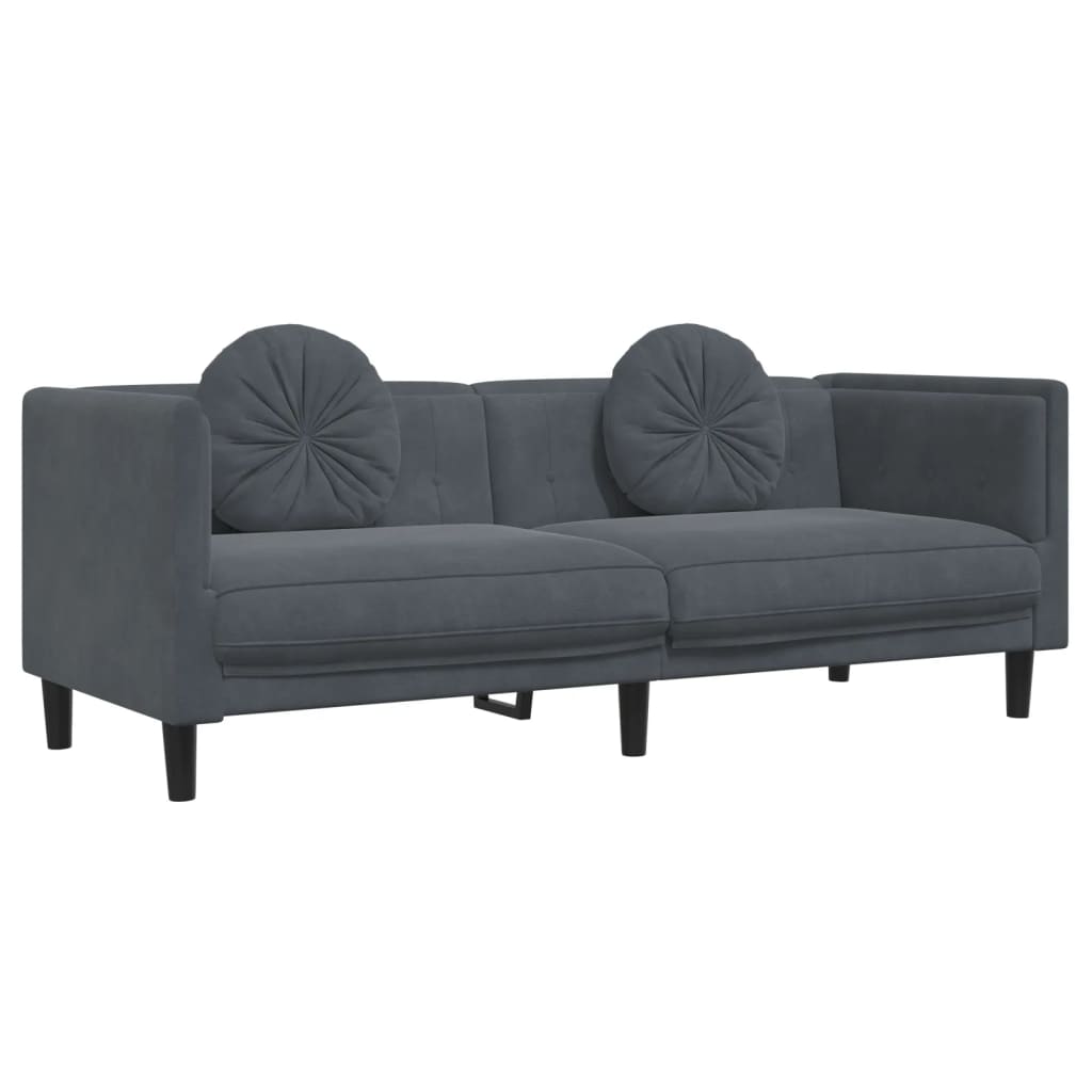 Sofa Set Dark grey Velvet (100% polyester), plywood, solid wood
