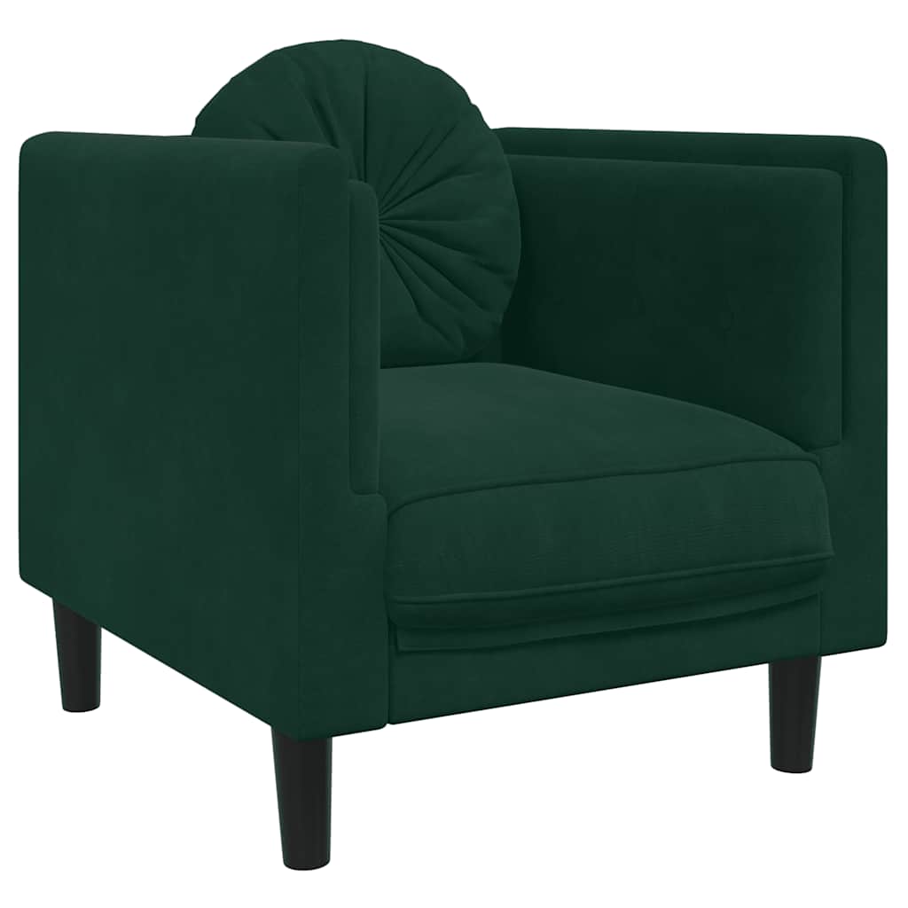 Sofa Set Dark Green Velvet (100% polyester) Includes 3 pieces