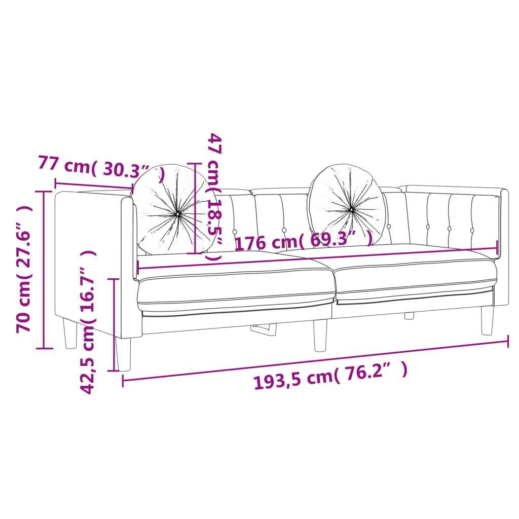 Sofa Set Black Velvet, Plywood, Solid Wood 3 Piece