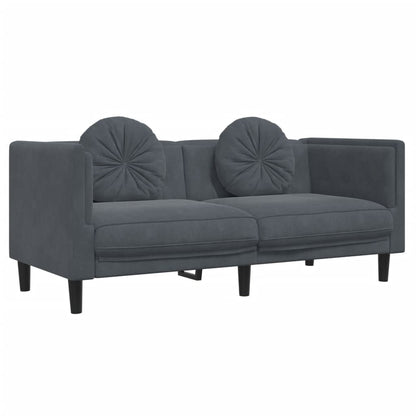 Sofa Set Dark Gray Velvet (100% polyester), plywood, solid wood