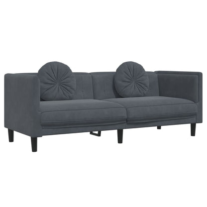 Sofa Set Dark Gray Velvet (100% polyester), plywood, solid wood