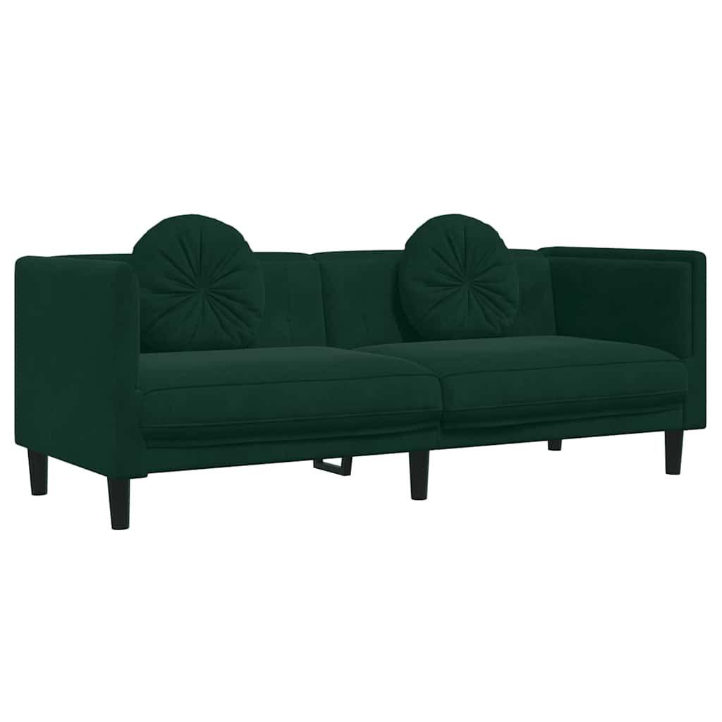 Sofa Set Dark Green Velvet (100% polyester), plywood, solid wood