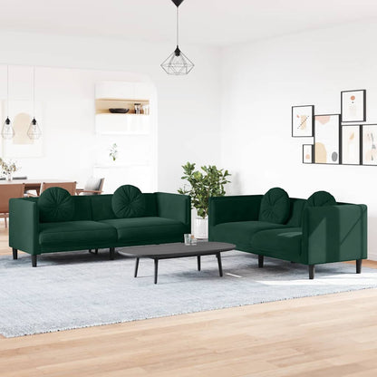 Sofa Set Dark Green Velvet (100% polyester), plywood, solid wood