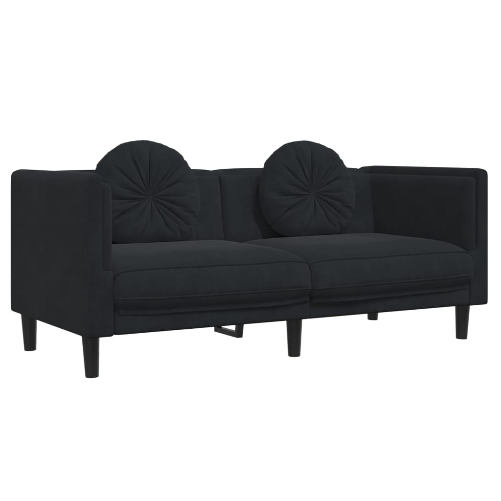 Sofa Set Black Velvet, Plywood, Solid Wood Standard Sofa Set