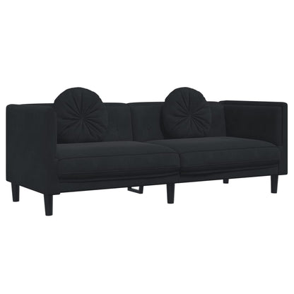 Sofa Set Black Velvet, Plywood, Solid Wood Standard Sofa Set