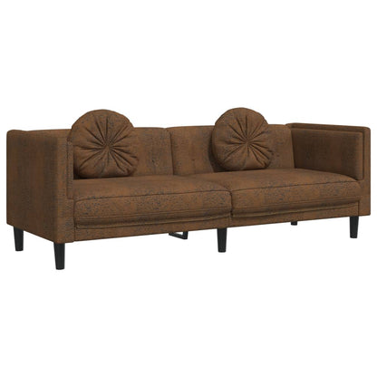 Sofa Set Brown Velvet, plywood, solid wood Large Seats Plenty