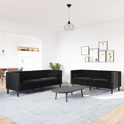 Chesterfield Sofa Set Black