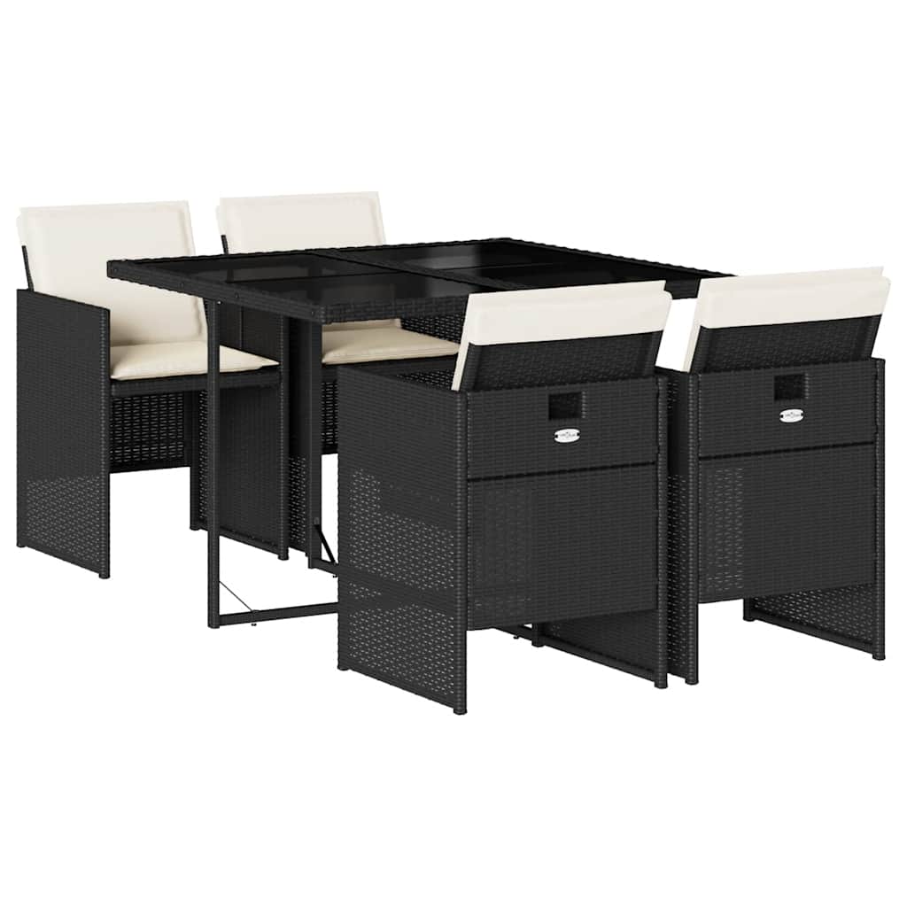 Garden Dining Set Black and Cream White