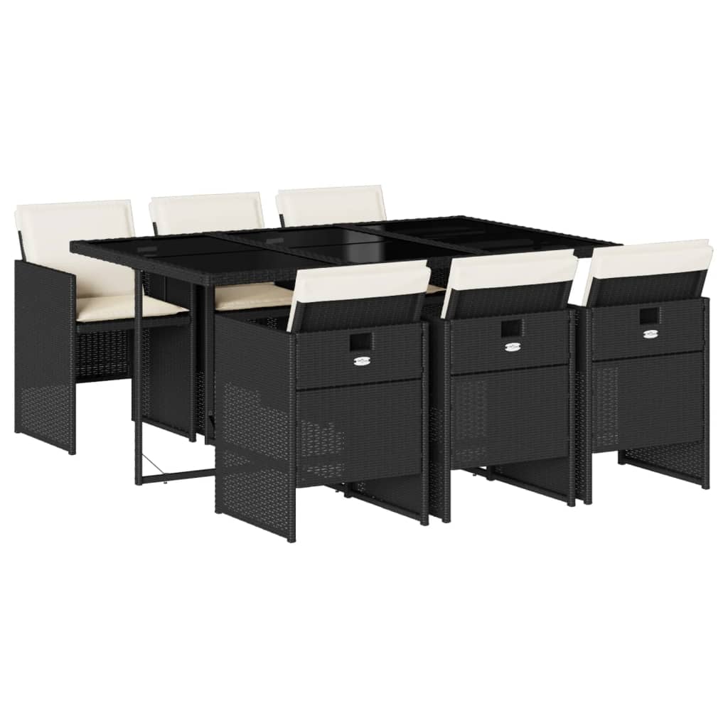 Garden Dining Set Black, Cream White