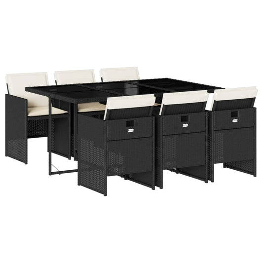 Garden Dining Set Black, Cream White