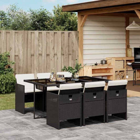 Garden Dining Set Black, Cream White