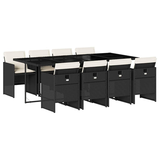 Garden Dining Set Black PE Rattan 8-seater UV-resistant materials