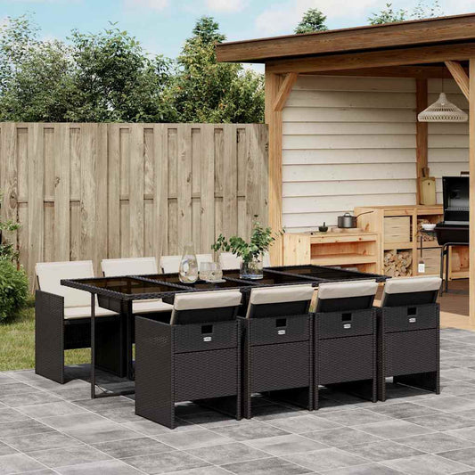 Garden Dining Set Black PE Rattan 8-seater UV-resistant materials