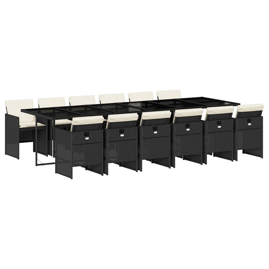 Garden Dining Set Black, Cream White