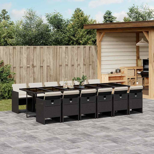 Garden Dining Set Black, Cream White