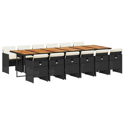 Garden Dining Set Black and cream white