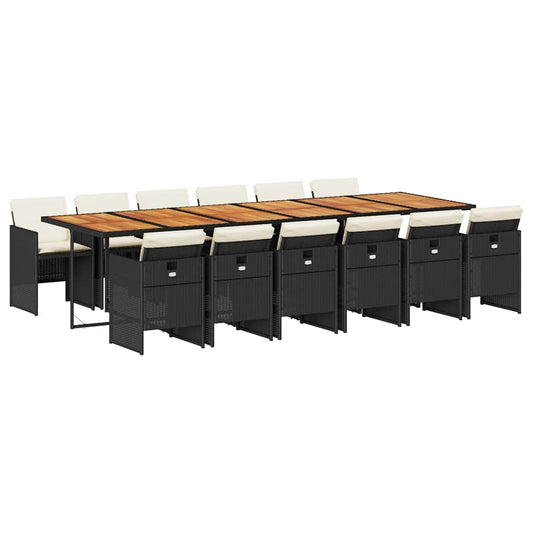 Garden Dining Set Black and cream white