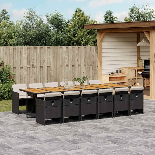 Garden Dining Set Black and cream white