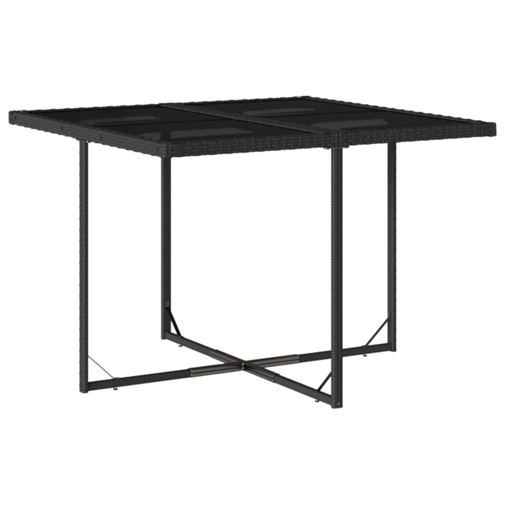 Garden Dining Set Black Poly Rattan Large Foldable