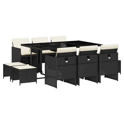 Garden Dining Set Black, Cream White