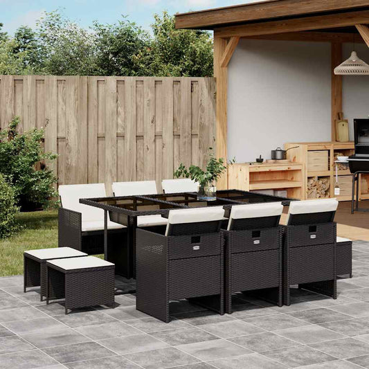 Garden Dining Set Black, Cream White