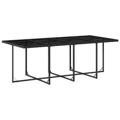Garden Dining Set Black PE Rattan Large Foldable