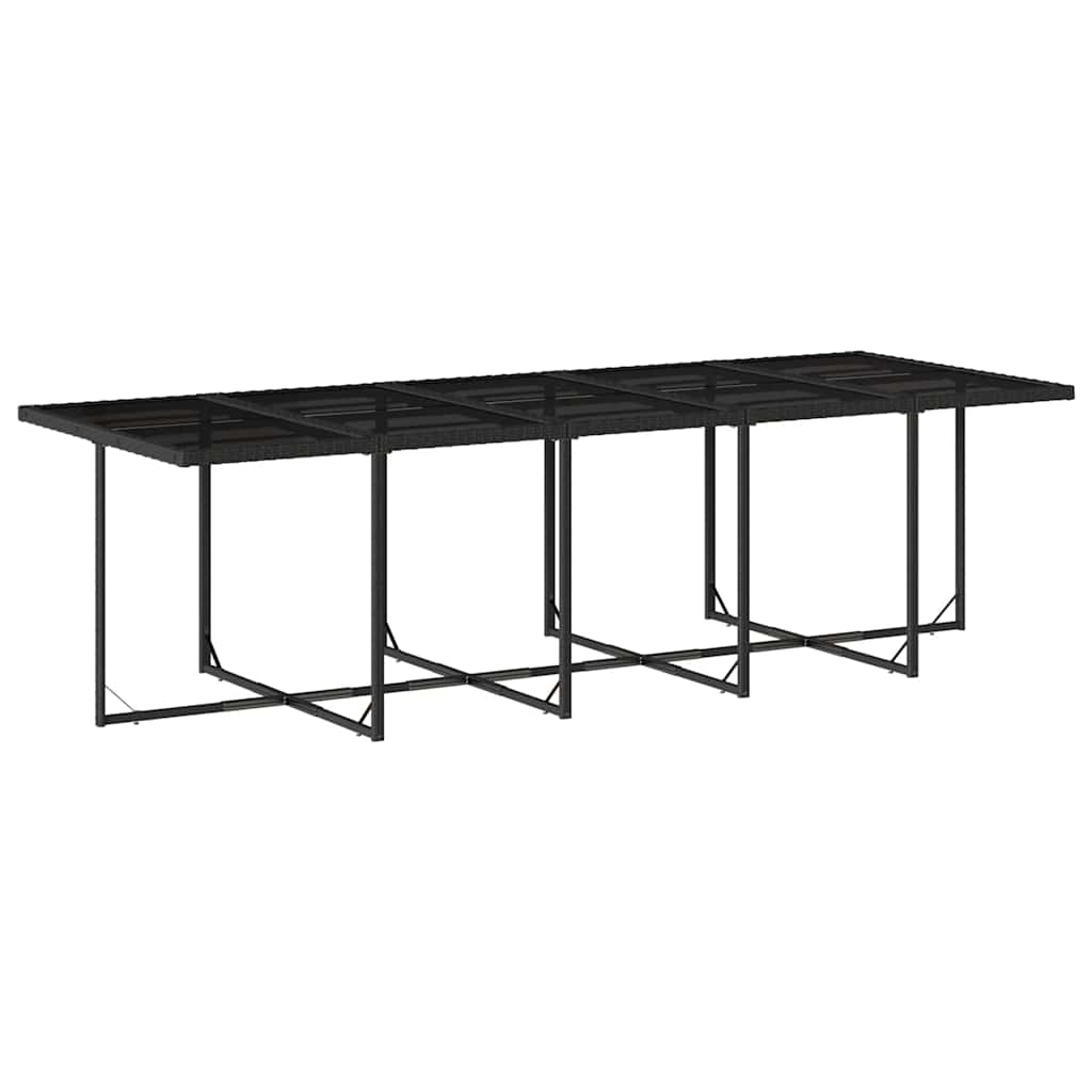 Garden Dining Set Black PE Rattan 15 pieces Collapsible