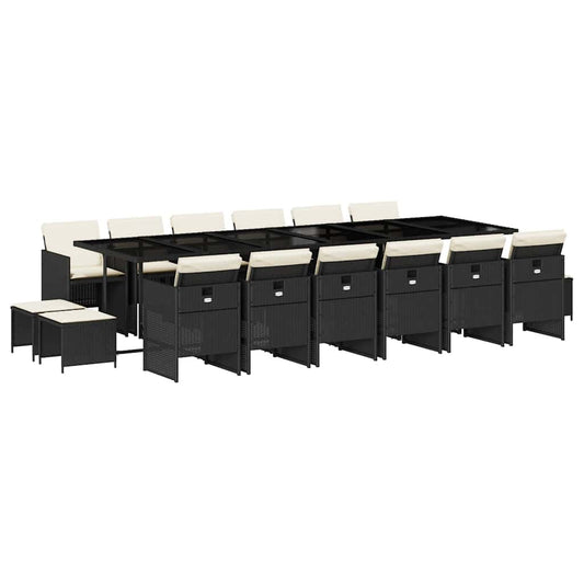 Garden Dining Set Black Poly Rattan 16-seater
