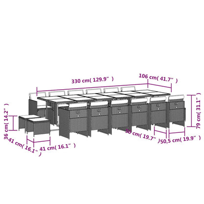 Garden Dining Set Black Poly Rattan 16-seater