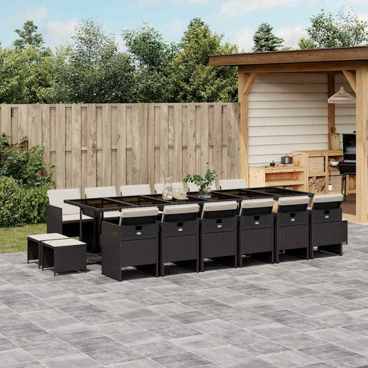 Garden Dining Set Black Poly Rattan 16-seater